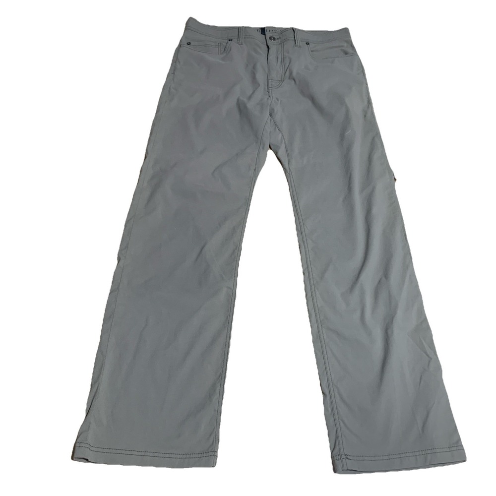 Prana Pants Men 36X32 Gray Cargo Nylon Brion Slim Fit Hiking Stretch Gorpcore